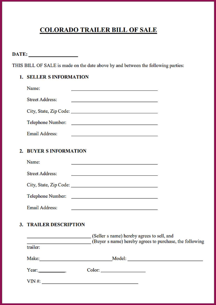 Colorado Vessel Bill of Sale