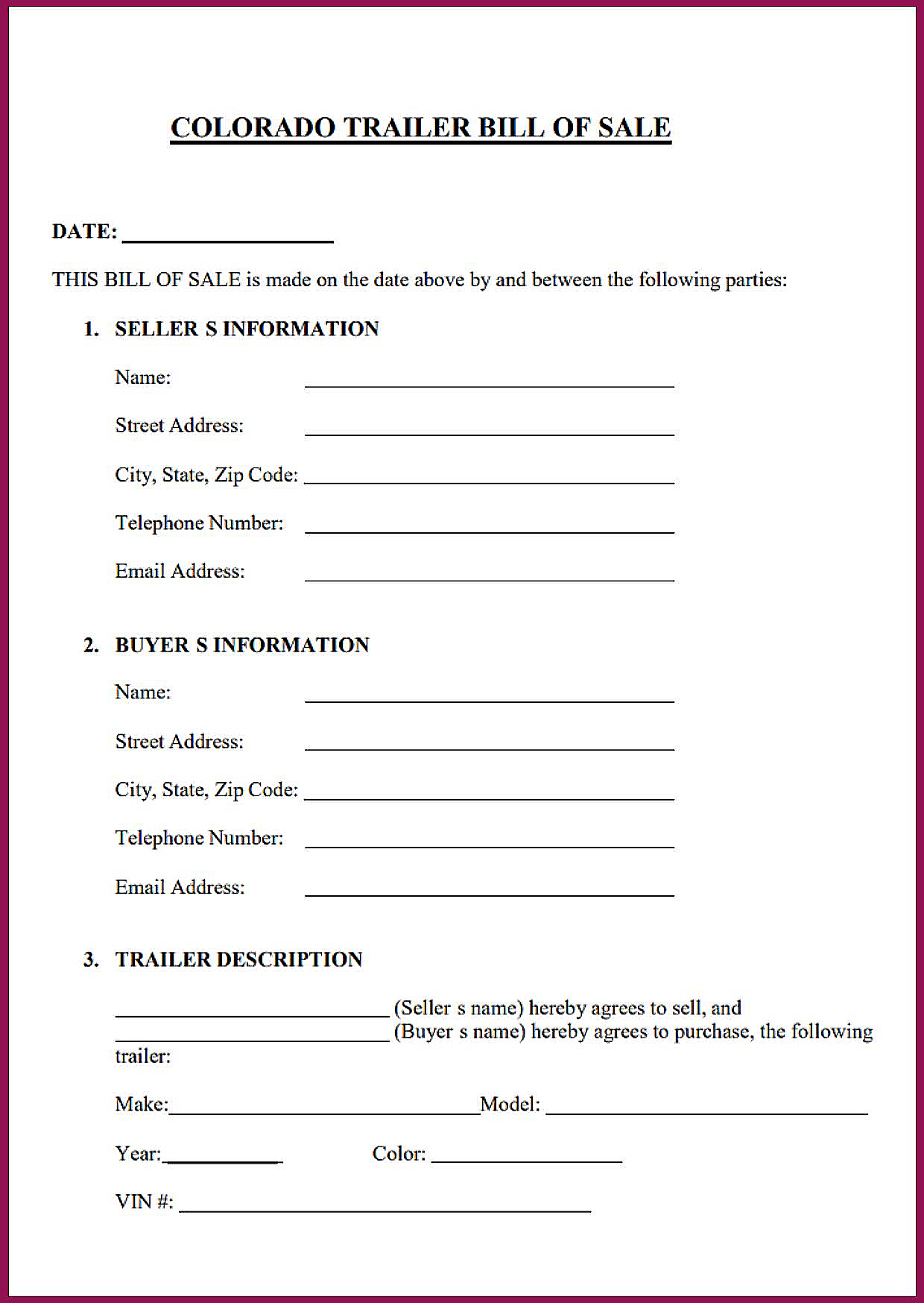 Colorado Vessel Bill of Sale​ [PDF, Free Templates Download]